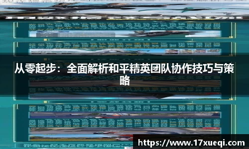 从零起步：全面解析和平精英团队协作技巧与策略